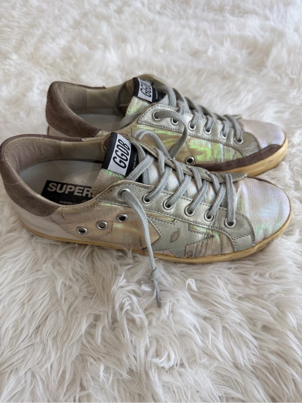 Golden Goose Iridescent Silver/Gray Superstar Sneakers Size 38 US 8